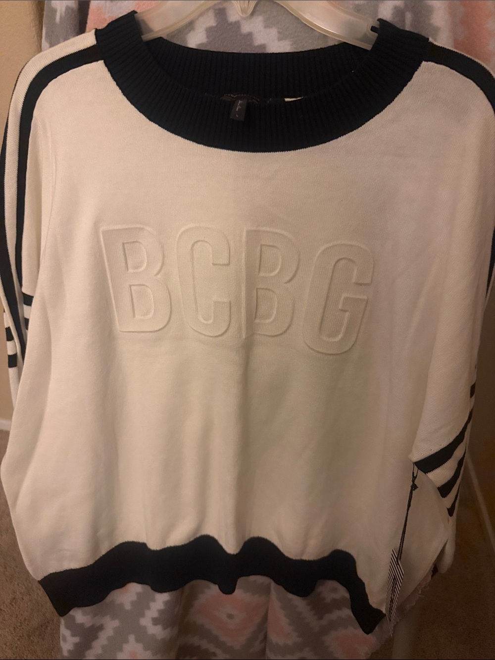 BCBG White and Black Sweater